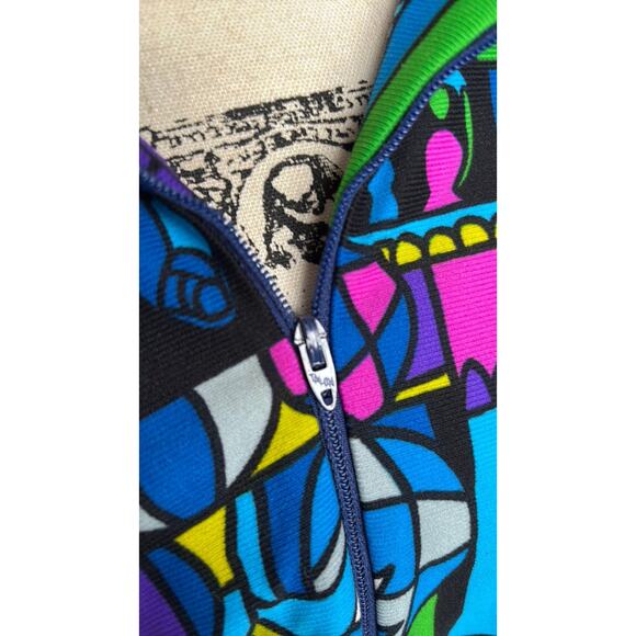 Vintage 70s vibrant bold novelty buildings print blouse - Picture 5 of 7